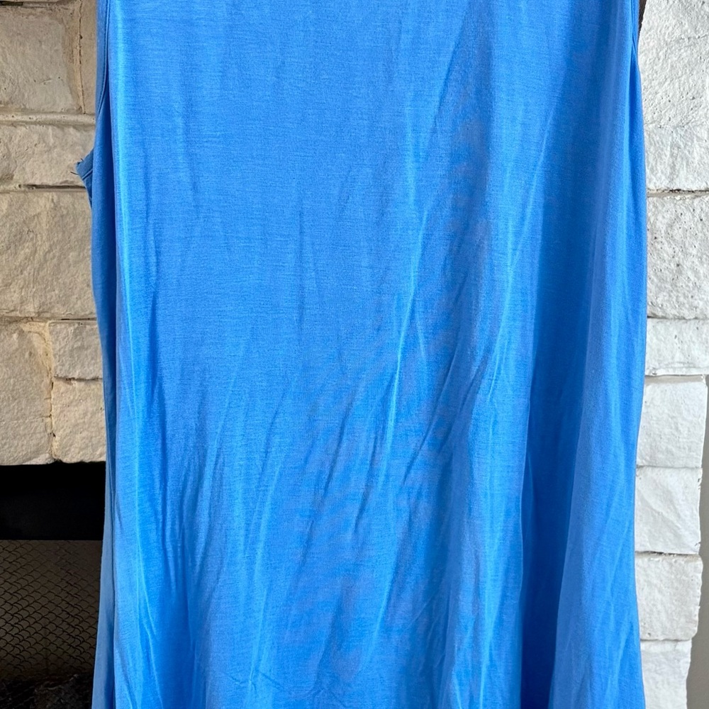Logo by Lori Goldstein Blue Sleeveless Ruffled Bottom Tunic